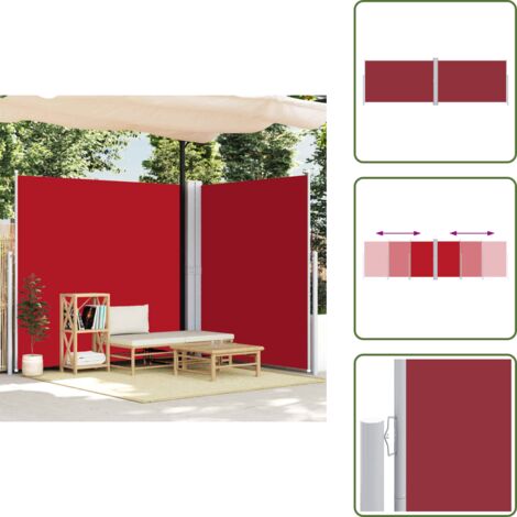 Toldo de privacidad - vidaXL Toldo lateral retráctil rojo 220x600 cm - Toldo automático