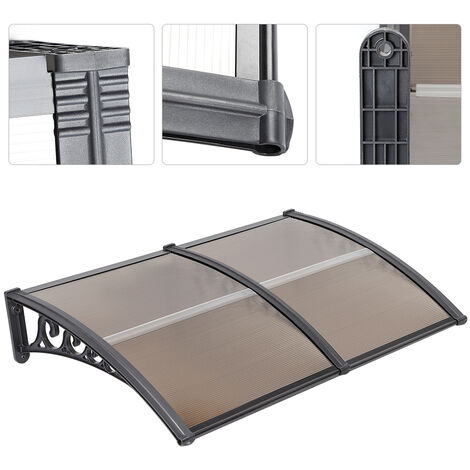 Tejadillo de protección 150x80 cm gris oscuro. Marquesina para puertas y  ventanas con soporte negro - Cablematic