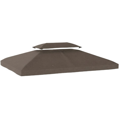 Toldo de Recambio 4x3 m con Techo Doble Orificios de Drenaje y Protección UV Solo Toldo NO Incluye Marco Marrón