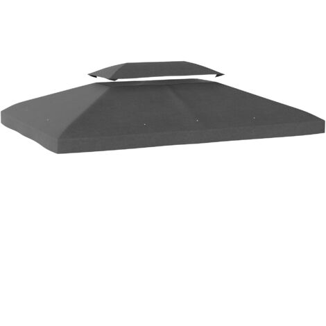 Toldo de repuesto de 4x3 m con doble techo, orificios de drenaje y protección UV - Solo toldo, estructura no incluida - Gris