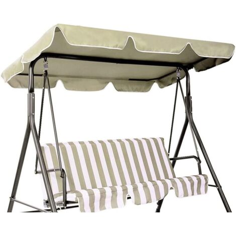 Toldo de repuesto impermeable para columpio de exterior, de tela Oxford 600D, grueso, para columpio de jardín, apto para columpios de 2 plazas, color beige, 142 x 120 x 15 cm.