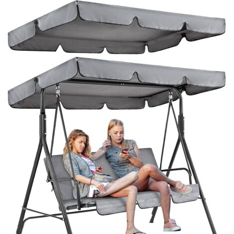 Toldo de repuesto para columpio de jardín de 3 plazas, funda impermeable con protección UV para columpio, toldo de repuesto para jardín, patio, balcón (195  125  15 cm)