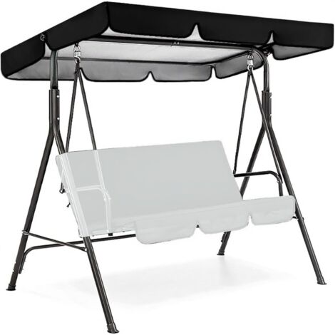 Toldo de repuesto para columpio de patio 2 y 3, cubierta impermeable para columpio de porche, cubierta impermeable con protección UV para patio, jardín y exteriores, color negro, 64.5 x 45 x 6 pulgada