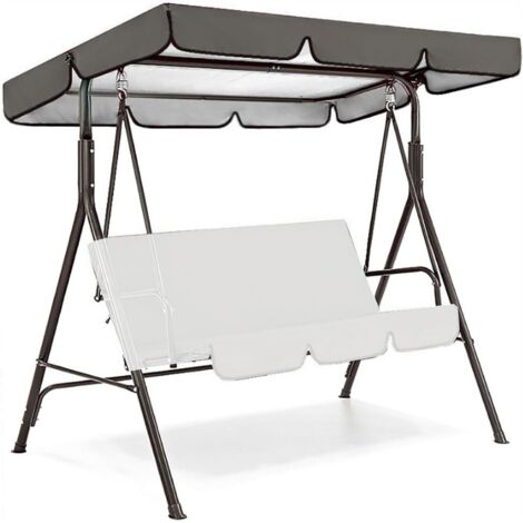 Toldo de repuesto para columpio de patio 2 y 3, cubierta impermeable para columpio de porche, cubierta impermeable con protección UV para patio, jardín y exteriores, gris, 98x73x7 pulgadas