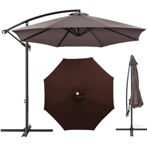 Toldo de repuesto para sombrilla, cubierta de jardín de 7 pies/9 pies/10 pies, toldo lavable para patio (rojo, 9 pies 8 varillas) (café, 10 pies 6 varillas)