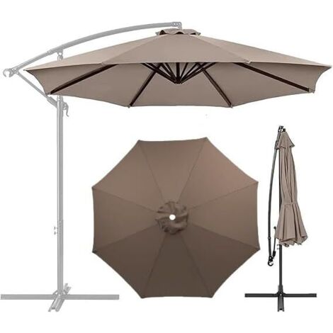Toldo de repuesto para sombrilla, cubierta de jardín de 7 pies/9 pies/10 pies, toldo lavable para patio (rojo, 9 pies, 8 varillas) (gris oscuro, 7 pies, 8 varillas)