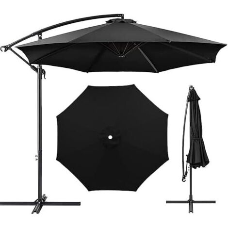Toldo de repuesto para sombrilla, cubierta de jardín de 7 pies/9 pies/10 pies, toldo lavable para patio (rojo, 9 pies 8 varillas) (negro, 7 pies 8 varillas)
