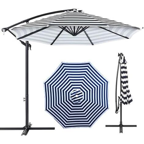 Toldo de repuesto para sombrilla, cubierta de jardín de 7 pies/9 pies/10 pies, toldo lavable para patio (rojo, 9 pies 8 varillas) (raya azul, 9 pies 6 varillas)