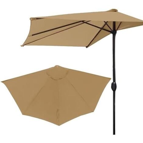 Toldo de repuesto parcial para sombrilla, cubierta de patio de 9 pies con 5 varillas, impermeable para piscina y jardín (caqui) (caqui)