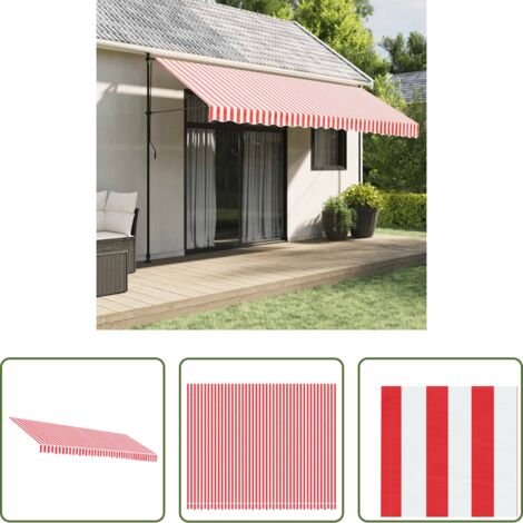 Toldo de repuesto -  Tela de repuesto de toldo rayas rojas y blancas 4,5x3,5 m