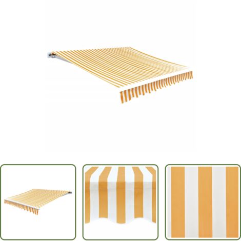 Toldo de repuesto -  Toldo de lona amarillo y blanco 4x3 m (sin estructura)