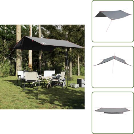 Toldo de senderismo - vidaXL Lona de camping impermeable gris y naranja 300x294 cm - Toldo de tienda