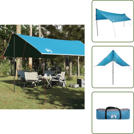 Toldo de suelo - vidaXL Lona de camping impermeable azul 460x305x210 cm - Toldo de senderismo