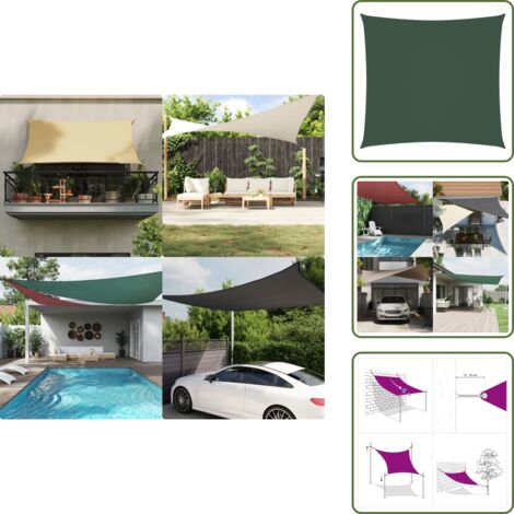 Toldo de terraza - vidaXL Toldo de vela cuadrado tela Oxford verde oscuro 3,6x3,6 m - Toldo de parque infantil