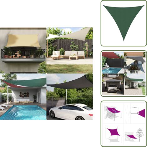 Toldo de terraza - vidaXL Toldo de vela triangular tela Oxford verde oscuro 4x4x4 m - Toldo de balcón
