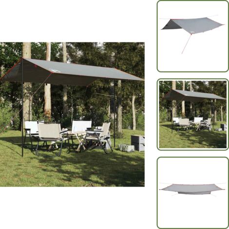 Toldo de tienda - vidaXL Lona de camping impermeable gris y naranja 400x294 cm - Lona de suelo
