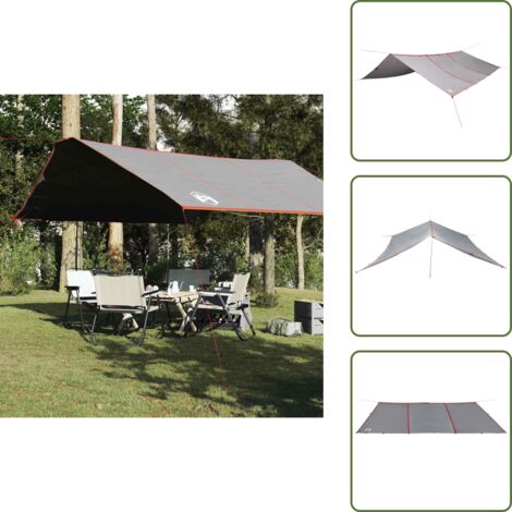 Toldo de tienda - vidaXL Lona de camping impermeable gris y naranja 420x440 cm - Lona de suelo