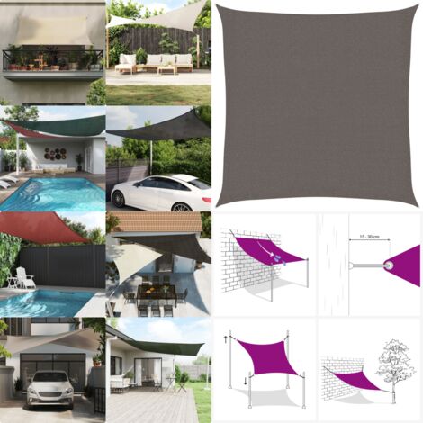 Toldo de vela cuadrado HDPE 2x2 m gris antracita - Sombrilla HDPE - Sombrilla de vela