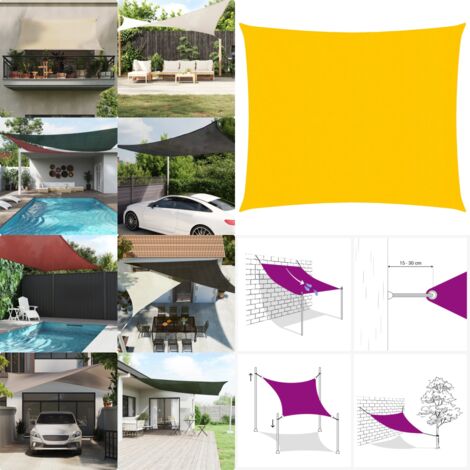 Toldo de vela cuadrado HDPE amarillo 160 g/m² 4x4 m - Toldo cuadrado - Toldo HDPE
