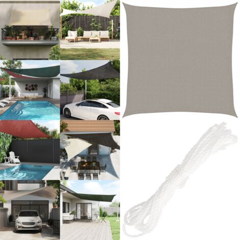 Toldo de vela cuadrado HDPE gris claro 160 g/m² 3,6x3,6 m - Toldo cuadrado - Toldo HDPE