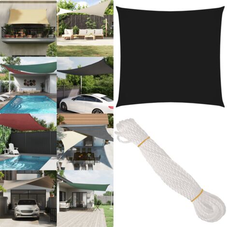 Toldo de vela cuadrado tela Oxford negro 4,5x4,5 m - Toldo cuadrado - Toldo de jardín