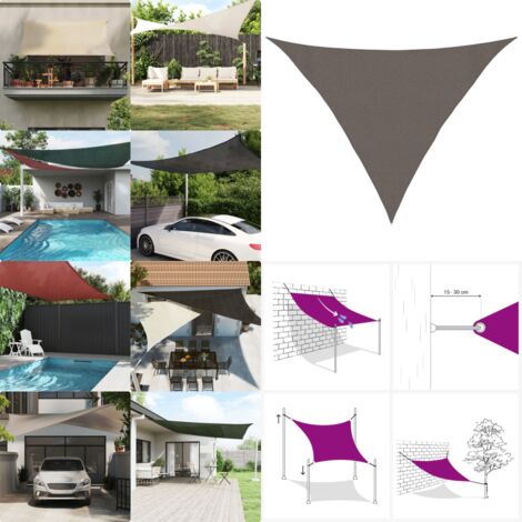 Toldo de vela gris antracita HDPE 160 g/m² 3x3x4,2 m - Sombra HDPE - Toldo triangular