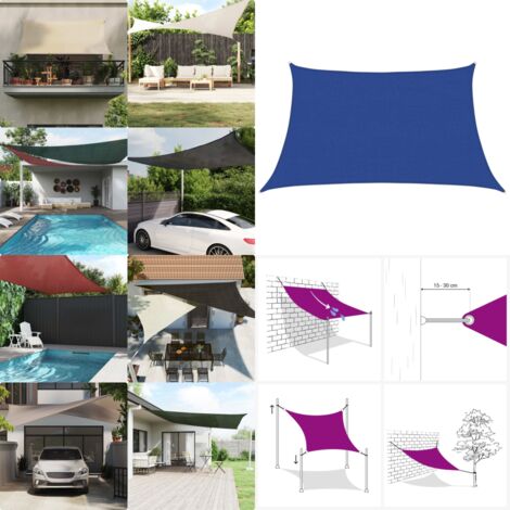 Toldo de vela HDPE azul 160 g/m² 3/4x2 m - Toldo HDPE - Toldo azul