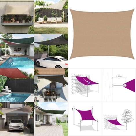 Toldo de vela HDPE gris taupe 160 g/m² 6x7 m - Sombrilla HDPE - Protección UV