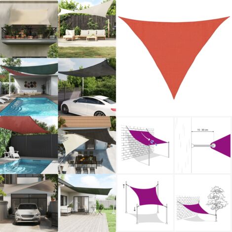 Toldo de vela HDPE terracota 160 g/m² 3,5x3,5x4,9 m - Sombrilla HDPE - Sombrilla terracota