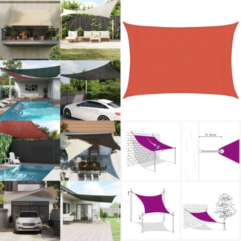 Toldo de vela HDPE terracota 160 g/m² 3x5 m - Sombrilla HDPE - Toldo terracota