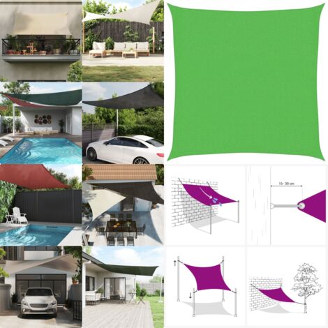 Toldo de vela HDPE verde claro 160 g/m² 3,6x3,6 m - Toldo HDPE - Toldo para jardín