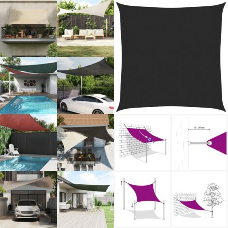 Toldo de vela negro HDPE 160 g/m² 2,5x2,5 m - Toldo HDPE - Toldo negro