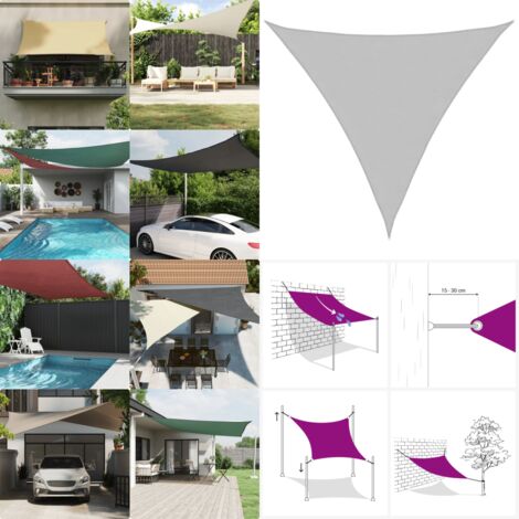 Toldo de vela poliéster oxford 100% gris claro 3,6x3,6x3,6 m - Toldo de vela - Toldo de jardín