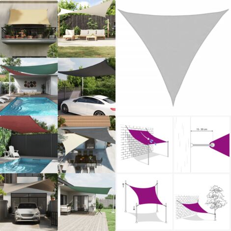 Toldo de vela poliéster oxford 100% gris claro 3x3x3 m - Toldo de vela - Toldo de jardín