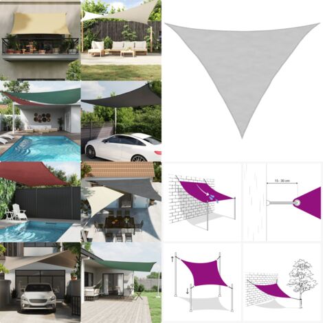 Toldo de vela poliéster oxford 100% gris claro 3x3x4,24 m - Toldo de vela - Toldo de jardín