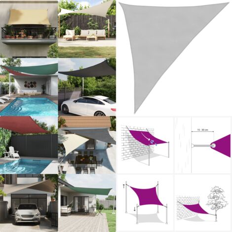 Toldo de vela poliéster oxford 100% gris claro 3x4x5 m - Toldo de vela - Toldo de jardín