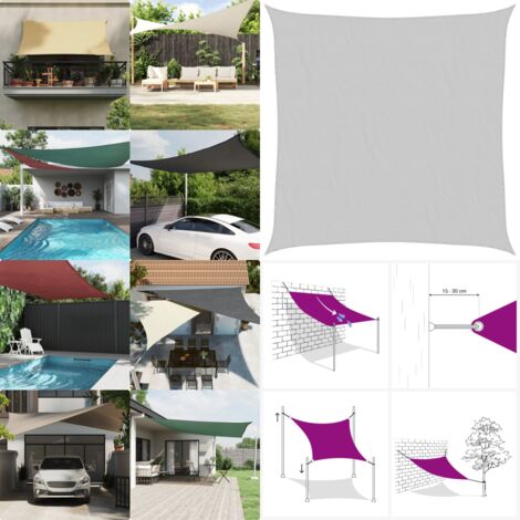 Toldo de vela poliéster oxford 100% gris claro 4x4 m - Toldo de vela - Toldo de jardín