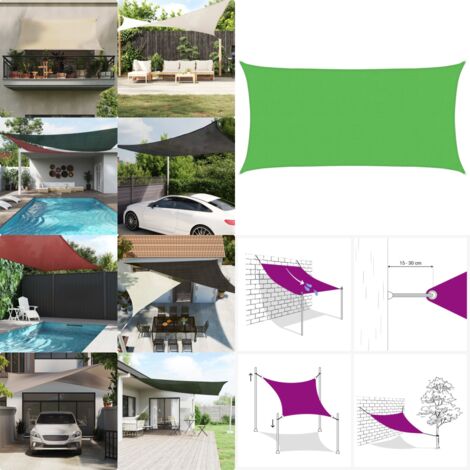Toldo de vela rectangular HDPE verde claro 2,5x5 m - Toldo de polietileno - Toldo HDPE