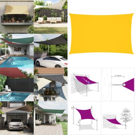 Toldo de vela rectangular tela Oxford amarillo 2x4,5 m - Toldo rectangular - Toldo amarillo