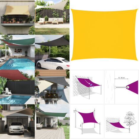 Toldo de vela rectangular tela Oxford amarillo 3,5x4,5 m - Toldo rectangular - Toldo amarillo