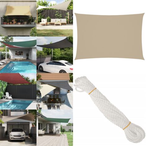Toldo de vela rectangular tela Oxford beige 2,5x4,5 m - Toldo rectangular - Toldo de jardín