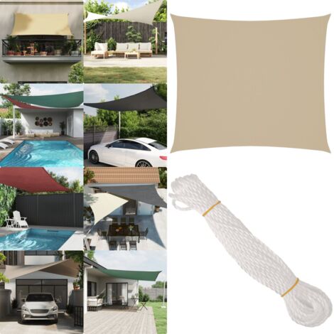 Toldo de vela rectangular tela Oxford beige 2x2,5 m - Toldo rectangular - Toldo de jardín