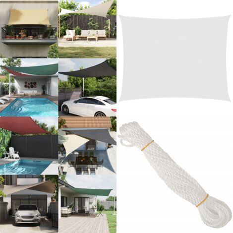 Toldo de vela rectangular tela Oxford blanco 5x6 m - Toldo rectangular - Toldo de jardín