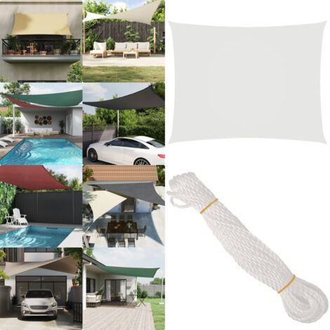 Toldo de vela rectangular tela Oxford blanco 6x7 m - Toldo rectangular - Toldo de exterior