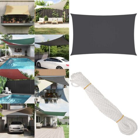 Toldo de vela rectangular tela Oxford gris antracita 5x8 m - Toldo rectangular - Toldo de exterior
