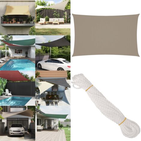 Toldo de vela rectangular tela Oxford gris taupe 2,5x5 m - Toldo rectangular - Toldo de jardín