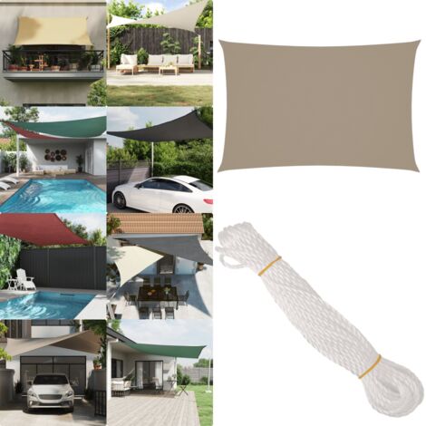 Toldo de vela rectangular tela Oxford gris taupe 2x4 m - Toldo rectangular - Toldo de jardín
