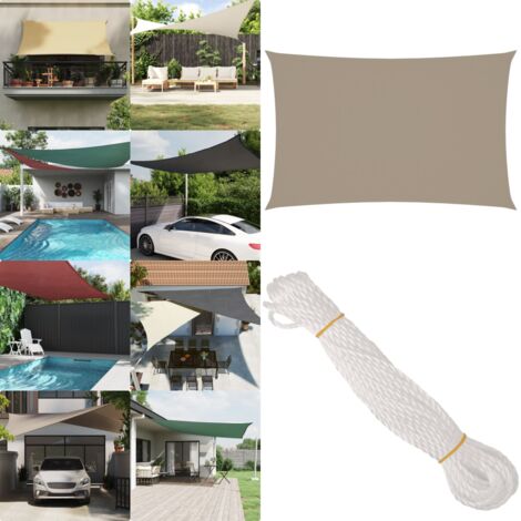 Toldo de vela rectangular tela Oxford gris taupe 2x4,5 m - Toldo rectangular - Toldo de jardín