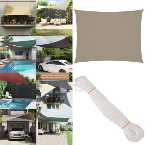 Toldo de vela rectangular tela Oxford gris taupe 4x5 m - Toldo rectangular - Toldo de jardín