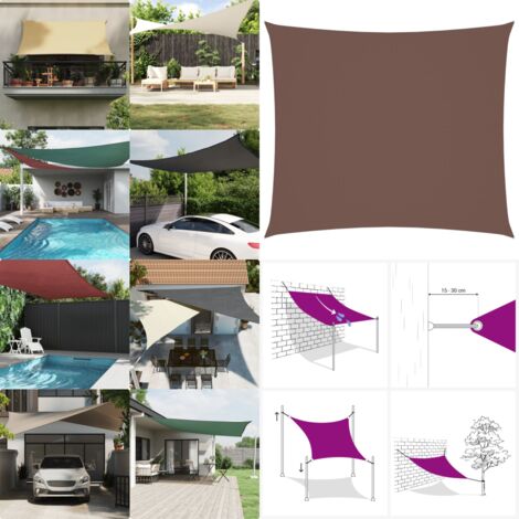 Toldo de vela rectangular tela Oxford marrón 2,5x3 m - Toldo rectangular - Toldo de jardín